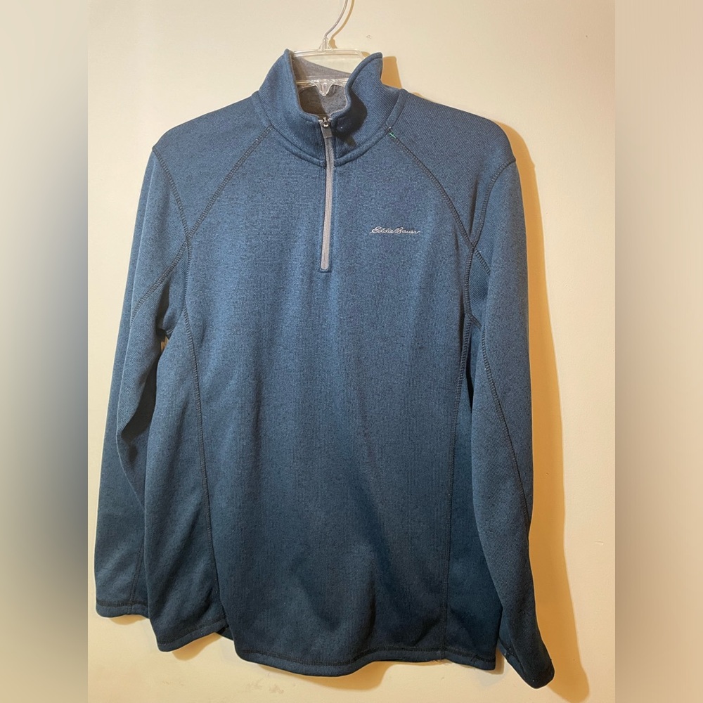 Eddie Bauer Men’s Jacket Tall Large Blue Quarter Zip Pullover Jacket warm cozy